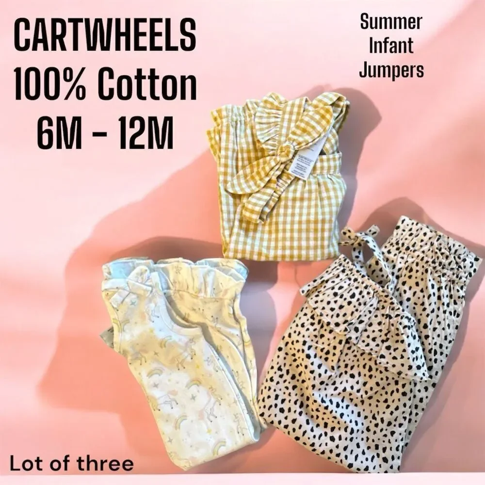 Cartwheels by Charlie Paige Infant Girls 100% Cotton Jumpers Lot of 3 Sz 6M-12M